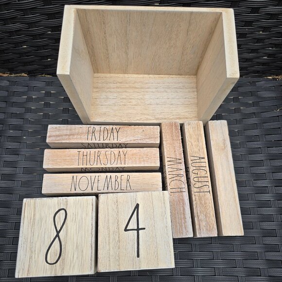 Rae Dunn Wooden Block Perpetual Desk Calendar EUC - Picture 7 of 7